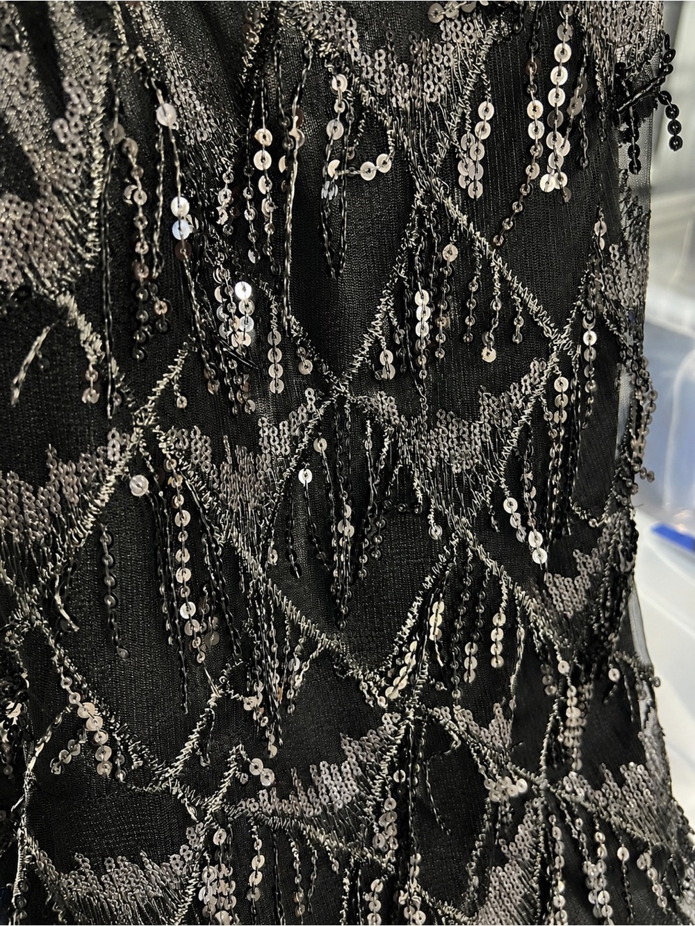 Black Sequined Tassel Mini Dress - Picture 7 of 7